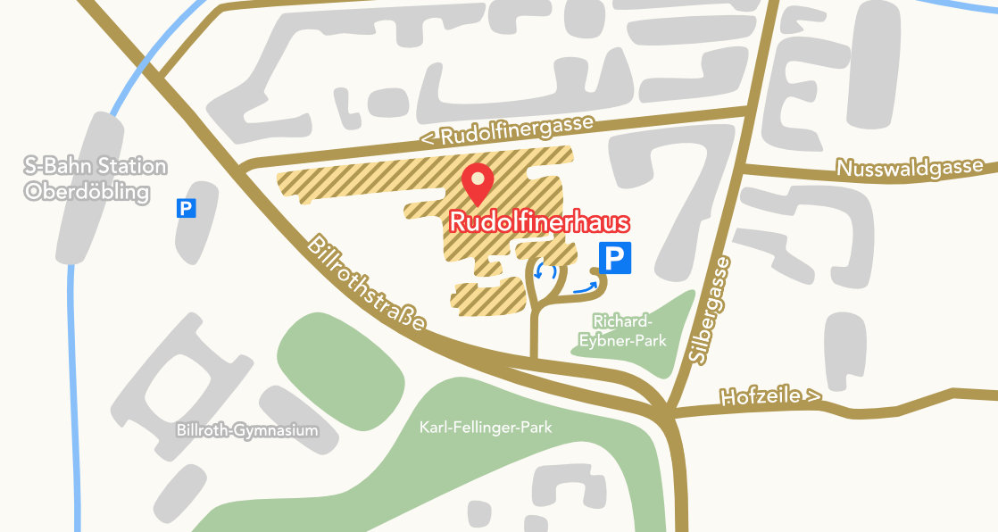 Stadtplan Ansicht, Rudolfinerhaus Wien, Billrothstraße 78